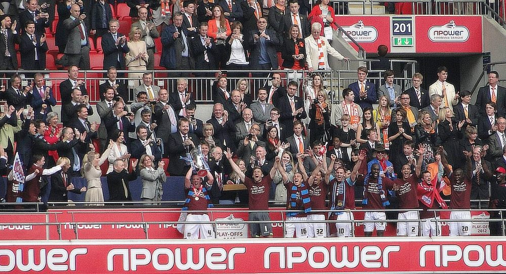 2012 Football League Championship play-off Final Nolan lifts the cup